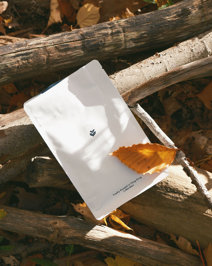 Coffee pouch packaging on a white backdrop