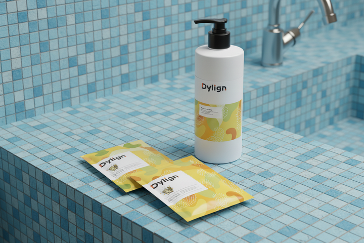 Sachet shampoo packaging design